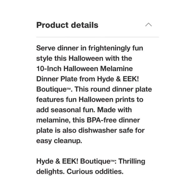 4 Piece Set Hyde and Eek Halloween Plates 10" Ghost Melamine Plastic - BPA Free - Picture 6 of 7